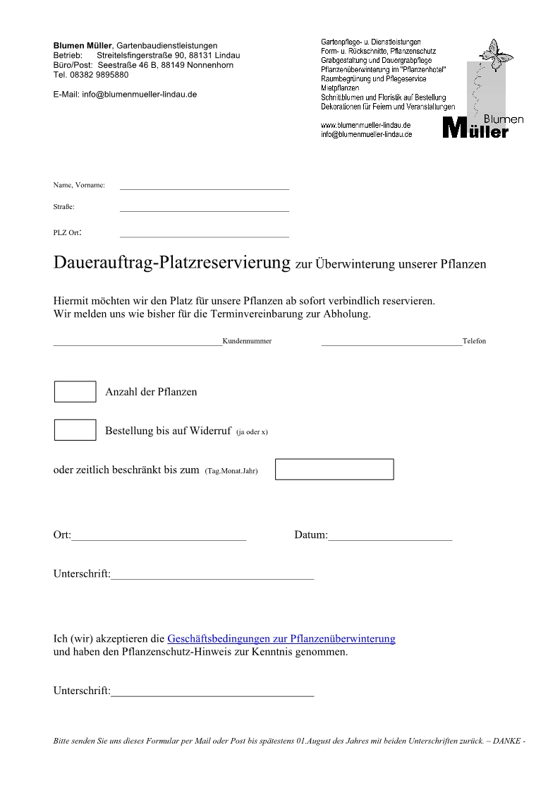 Dauerauftrag zur Platzreservierung Vorschau für Dauerauftrag zur Platzreservierung